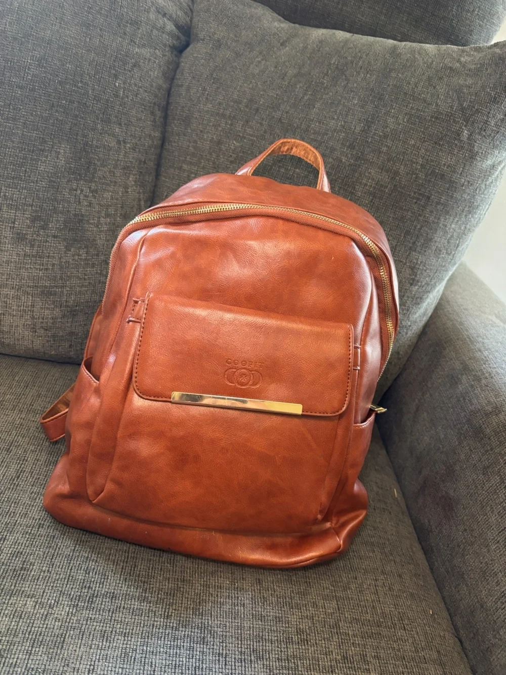 Coofit Classic Faux Leather Cognac  Backpack